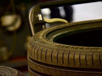 Car tyre close up